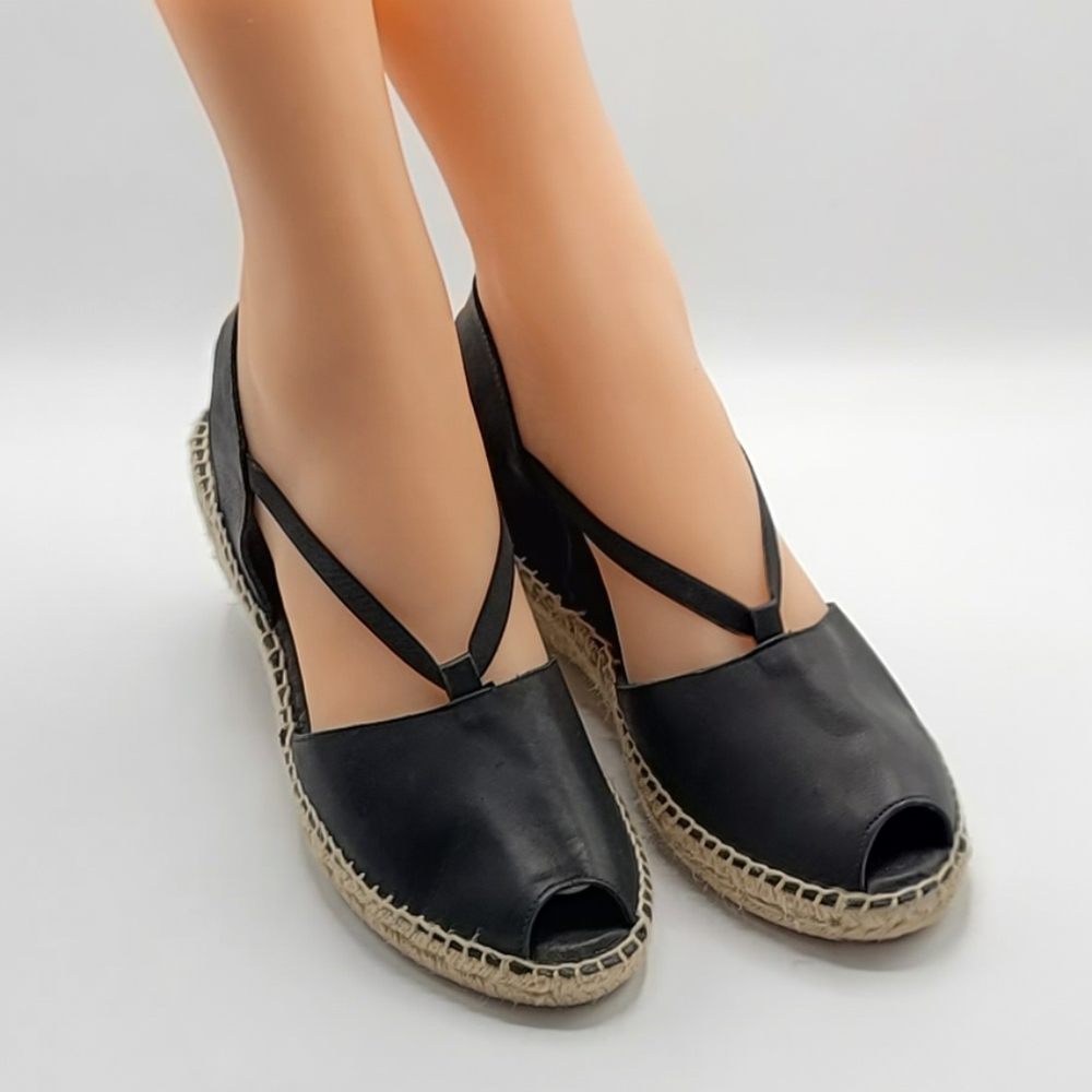 Andre' Assous Leather Espadrille Wedge Sandal - Picture 2 of 6
